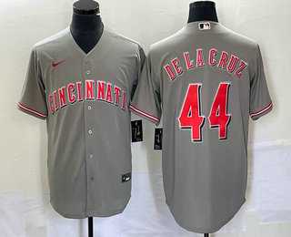 Mens Cincinnati Reds #44 Elly De La Cruz Grey Cool Base Stitched Baseball Jersey->cincinnati reds->MLB Jersey